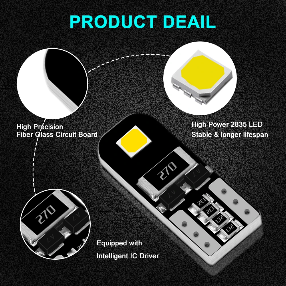 Светодиодсветодиодный лампа GEETANS 10X T10 W5W для салона автомобиля smd 5730 12 В 168 194 2825