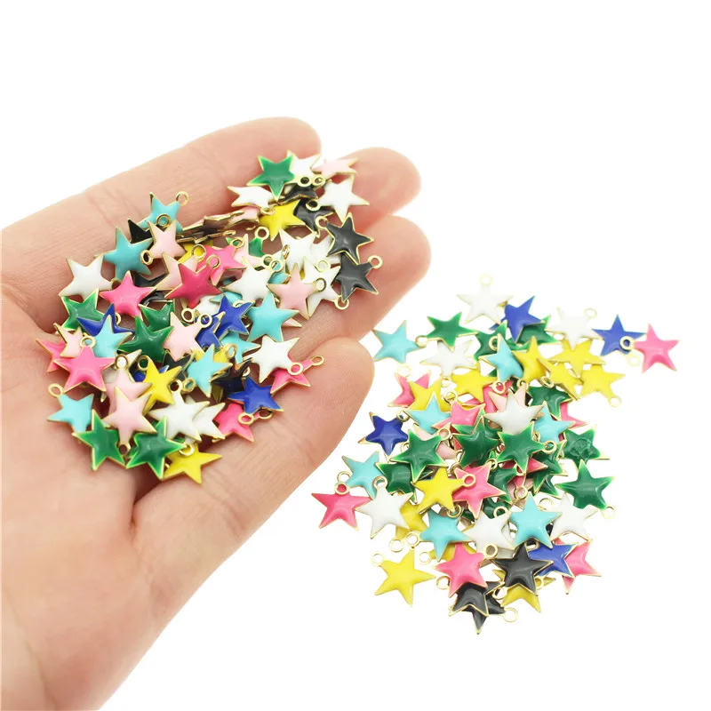 20 шт. латунные подвески в виде пентаграммы с разноцветным капельным маслом