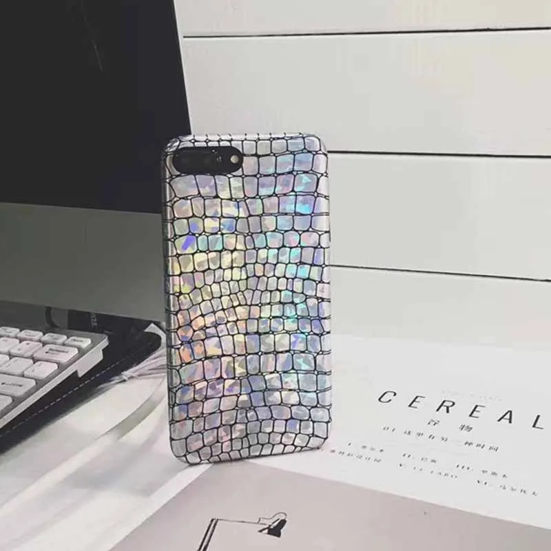 JIBAN Телефон чехол для iphone 8 плюс Чехол Лазерная сверкающая блестящая крокодиловая