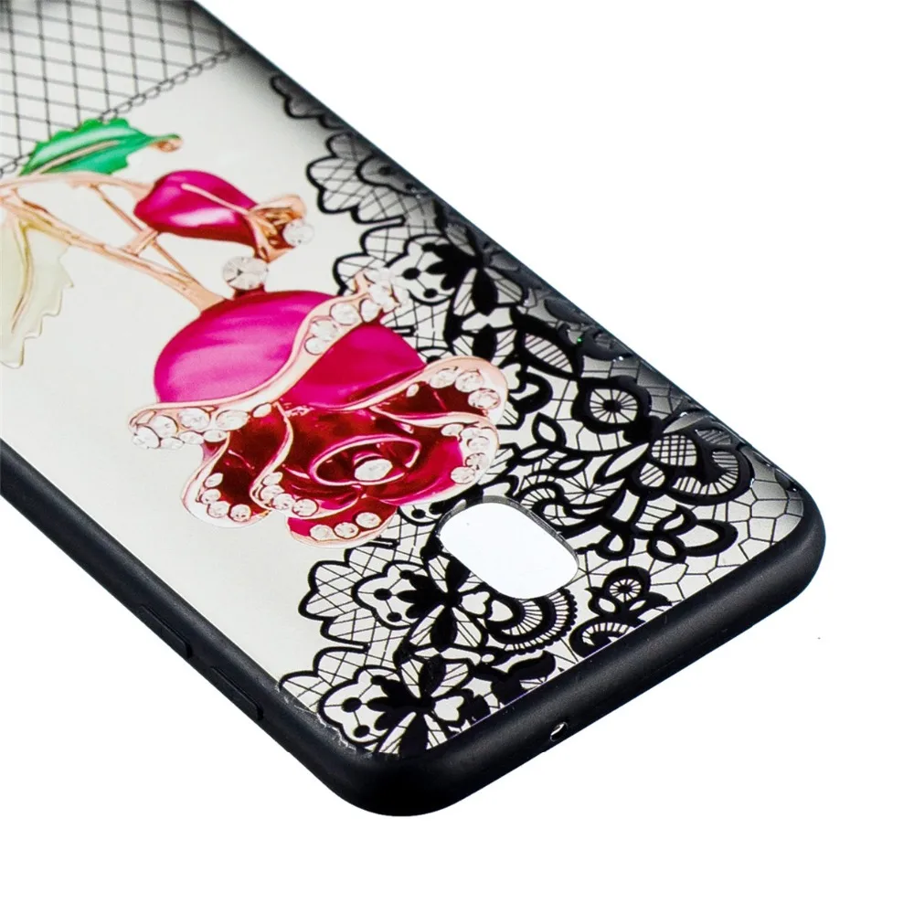 

Phone case for Samsung Galaxy J7 (2018) (5.5") Hard PC+ TPU Bumper cover (1 Case+ 2pcs Tempered glass) 3D Plum blossom pattern