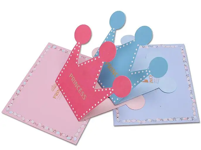 

Greeting Card Happy Birthday Valentine's Day Wedding The princess prince crown shape invitation cardsparty festive supplies