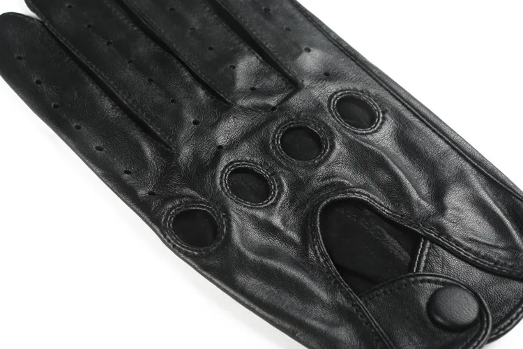 Итальянские мужские перчатки Goatskin, модные мотоциклетные перчатки из натуральной кожи, перчатки для водителей без пальцев, роскошные перчатки с кнопками, черные, коричневые