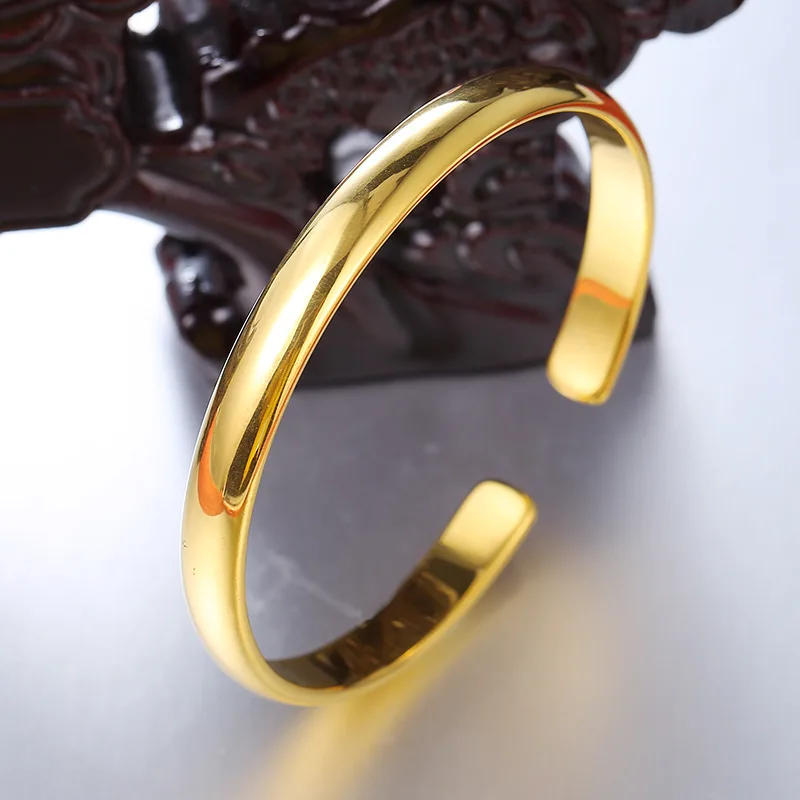 

Обычный Гладкий браслет на запястье с застежкой с 18K Золотые женские Простой манжетный браслет, высокое качество, ювелирное изделие, подаро...