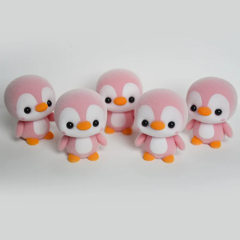 5.5cm Mini PVC Flocking Animal Decoration Dolls Kawaii Penguin Doll Toys For Girls Exquisite Flocked Toy Christmas Gift | Игрушки и