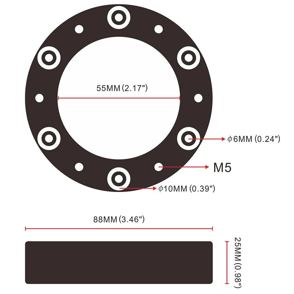 Новый черный Aftermarket алюминий ступице рулевого колеса Босс Комплект адаптер Spacer 25