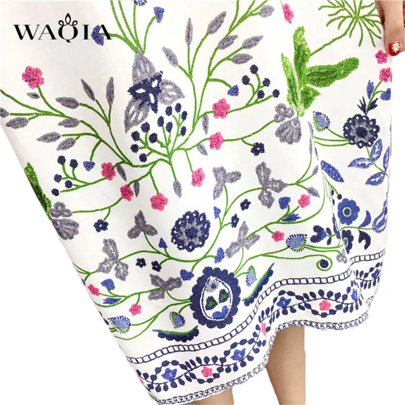 WAQIA 2019 женское летнее платье до колена с цветочным принтом три четверти