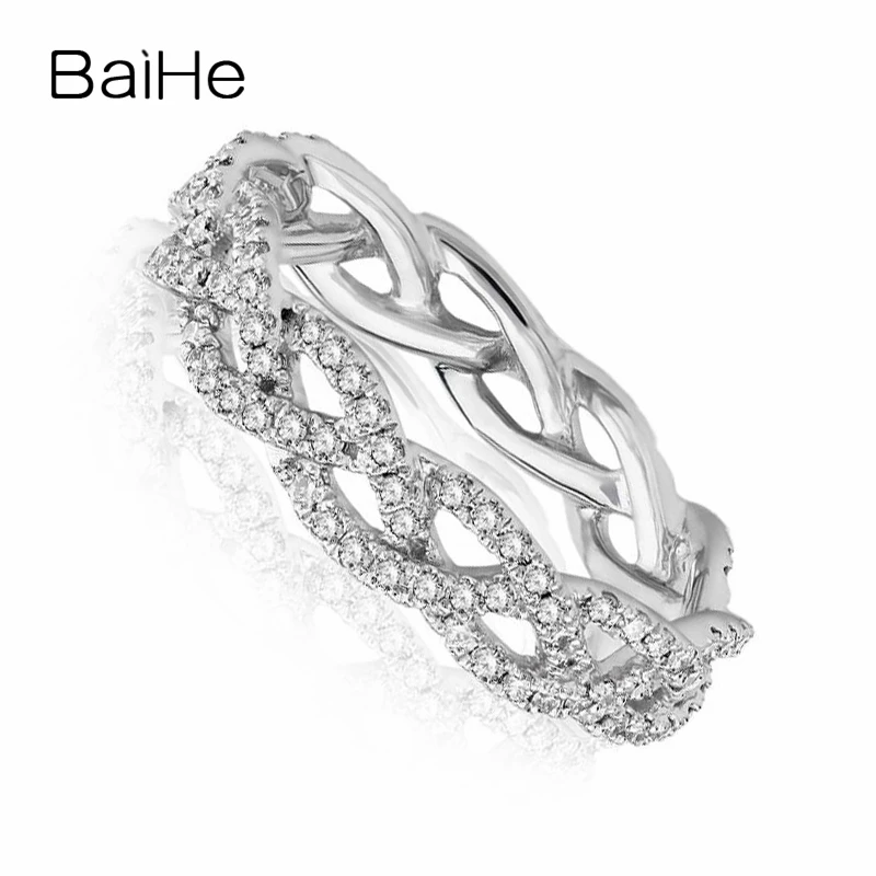 BAIHE однотонное 18K Белое Золото 0.51ct H/SI круглые свадебные плохие натуральные