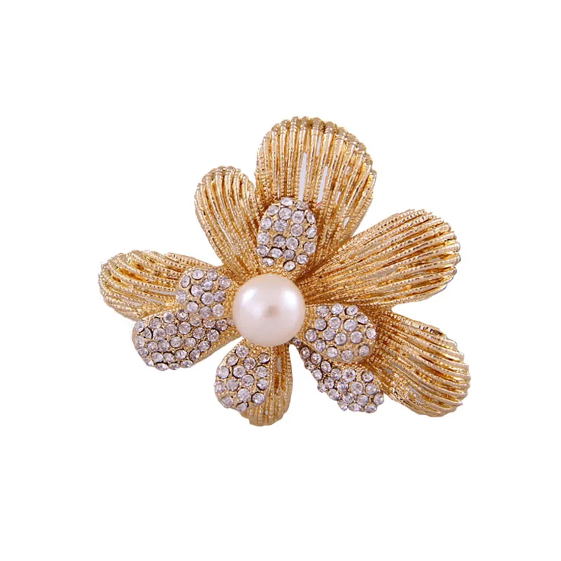 Delicate Artificial Pearl Rhinestone Brooch collar female pin crystal bride jewelry headscarf jacket sweater accessories |