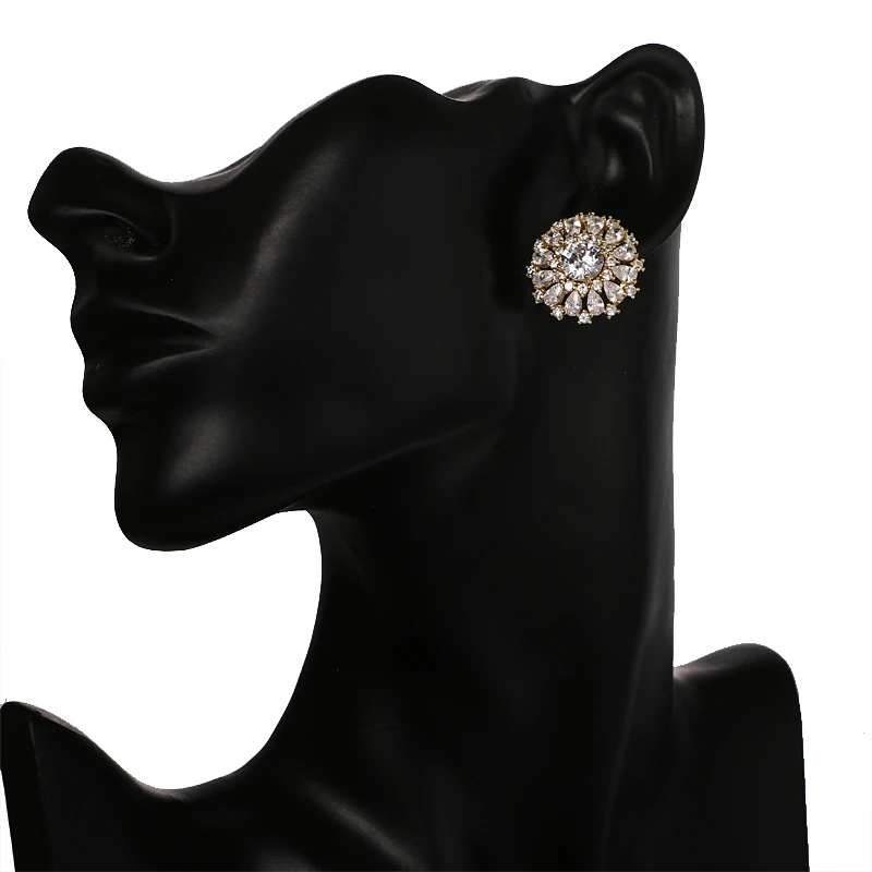 Женские серьги гвоздики с круглым прозрачным Цирконом|brand stud earrings|stud earringswomen brand