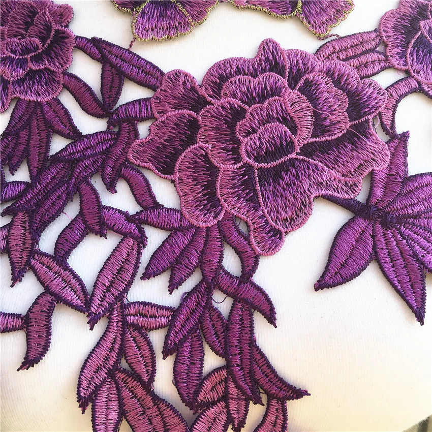 Новинка! Кружевная ткань для воротника с вышивкой фиолетового цвета 1 шт. | Дом и