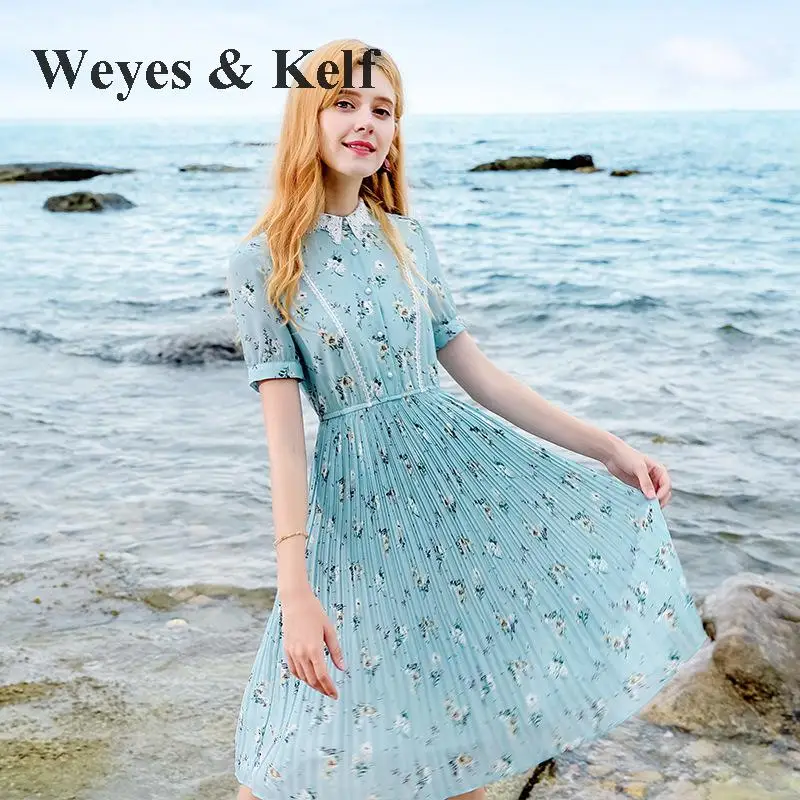Weyes & Kelf милое летнее шифоновое женское платье с цветочным принтом 2018 модное