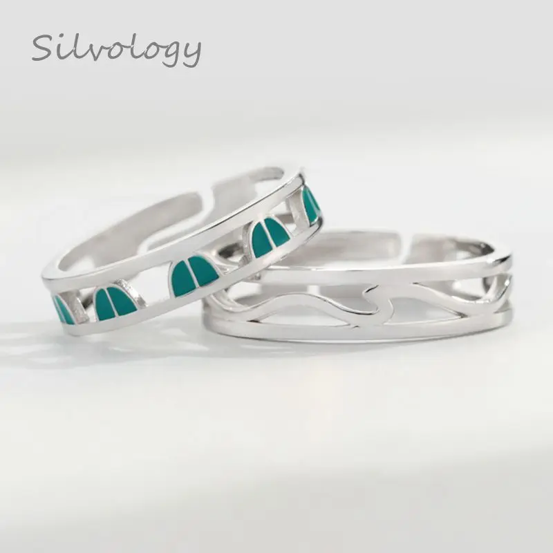 Silvology 925 Sterling Silver Original Window Couple Rings Creative Elegant Male Female Open Festival Jewelry | Украшения и