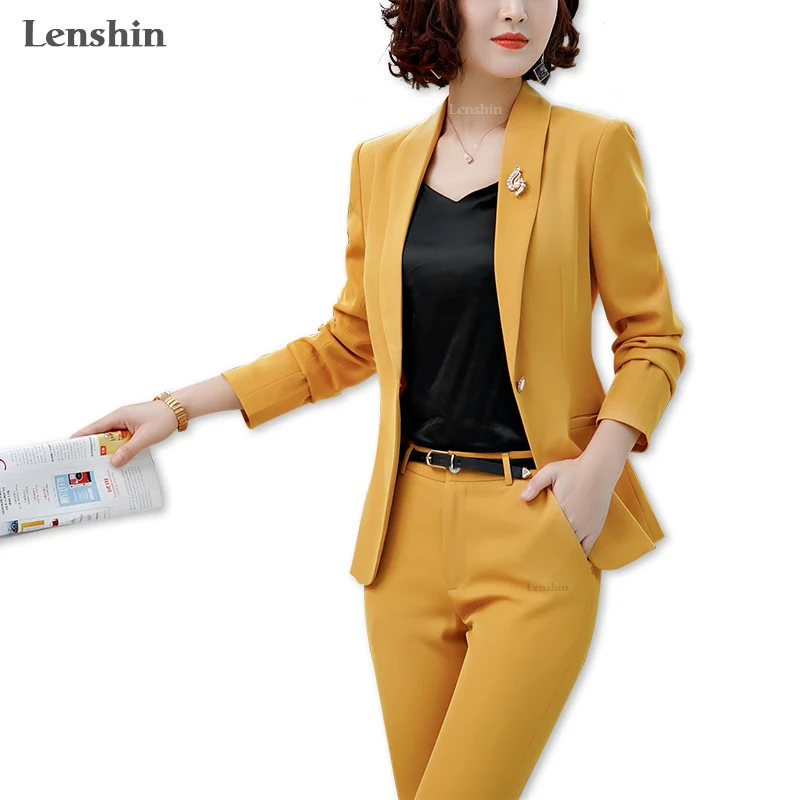Женский деловой костюм Lenshin комплект из 2 предметов прямые и гладкие деловые