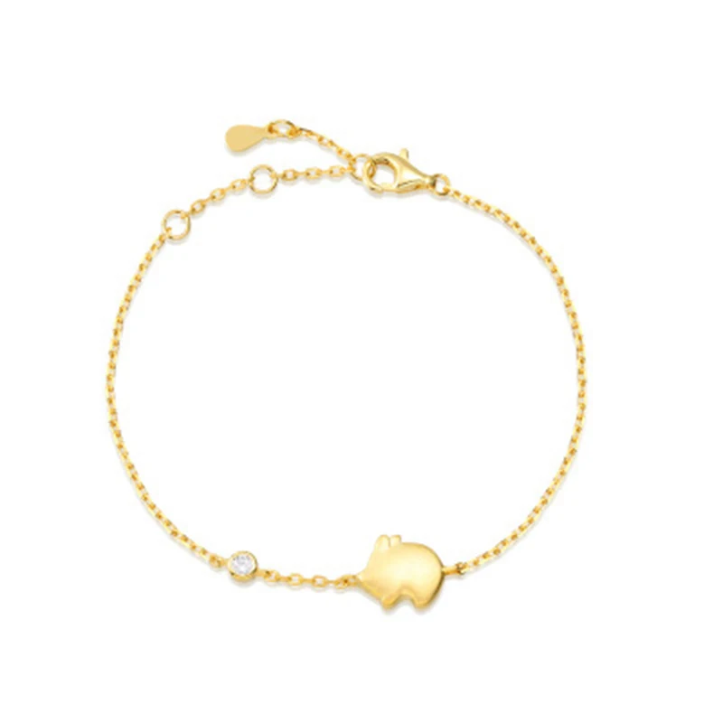 18K Gold Qevila 925 стерлингового серебра 18 K золотые браслеты на щиколотку Новое поступление милые Летающие Свиньи лодыжки браслеты нога бижутерия для ног для женщин уникальные подарки - Цвет: 18K Gold