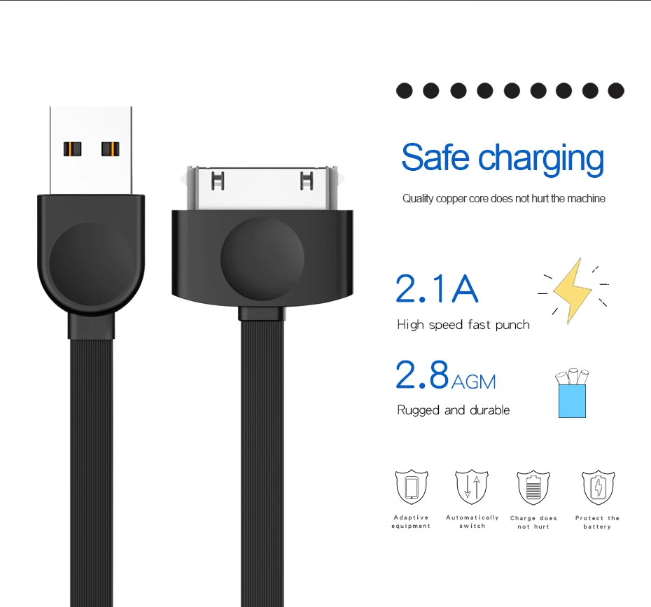 Usb-кабель с откидной крышкой для IPhone 4S 4, выдвижной кабель для зарядки и зарядки, 30pin для IPad 1, 2, 3, кабель для IPod Nano Itouch, адаптер