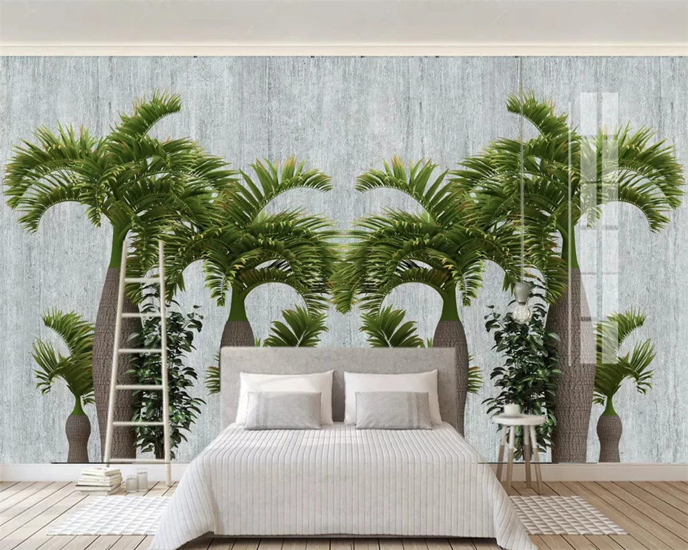 

beibehang Custom fashion silky wallpaper Nordic tropical plants leaves geometric lines TV background wall papers home decor