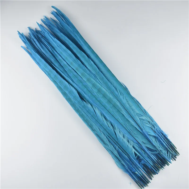 Lake Blue 50-55 см 20-2" Колечки перья из хвоста фазана для рукоделия черный белый натуральный перья фазана ювелирные изделия изготовление карнавала - Цвет: Lake Blue