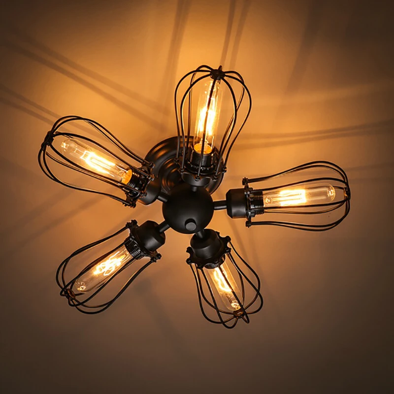 Современный черный модный 5 огней искусство грейпфрут Лофт потолочный