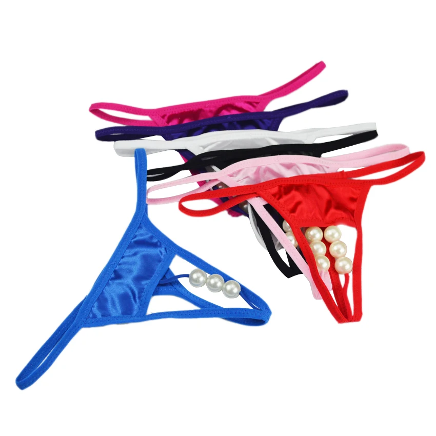 Топ для женщин сексуальные трусики стринги с искусственным жемчугом v образным