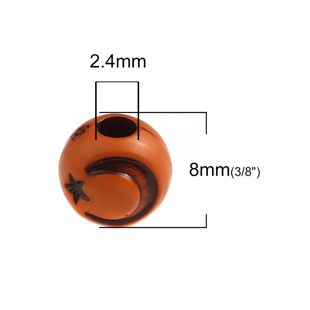 Doreen Box круглые акриловые бусины темно коричневый узор Луны имитация дерева около