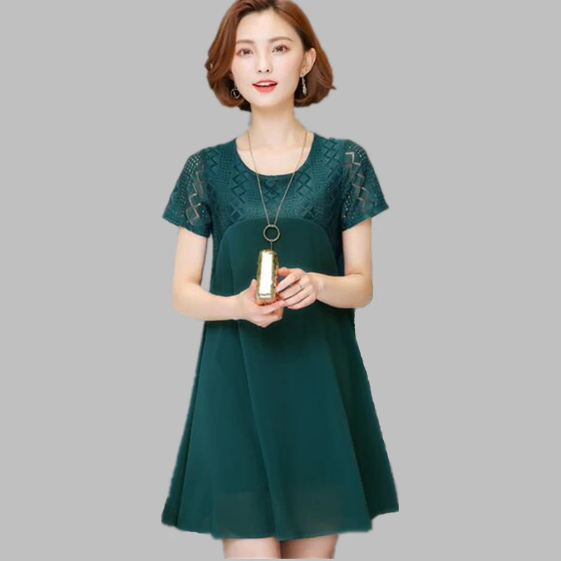 2017 Последние свободные большие размеры Модные женские летние платья чистый цвет