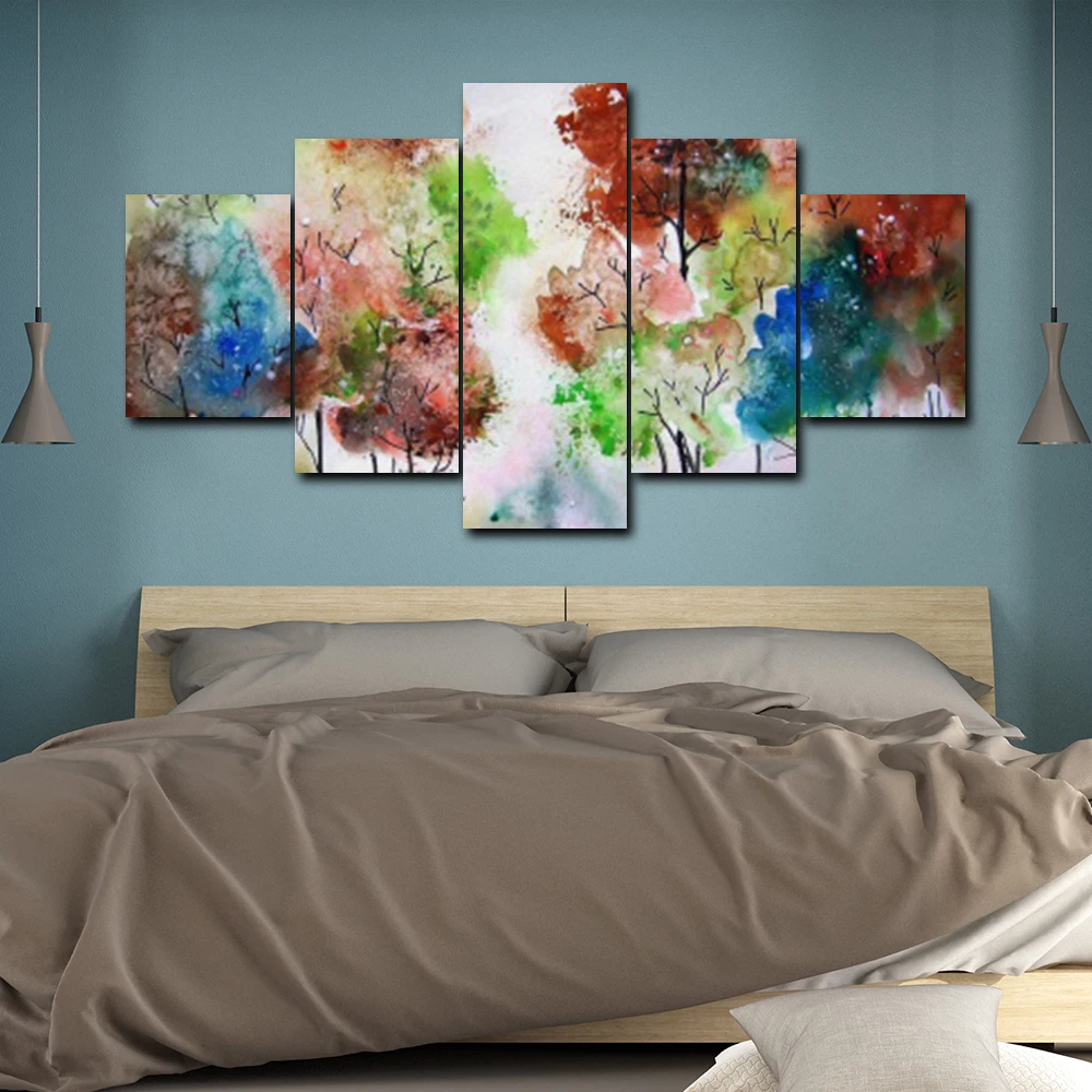 Spring Scenery Abstract Modern Poster Watercolor Canvas Oil Painting For Living Room Cuadros Home Decoration Wall Art No Frame | Дом и сад