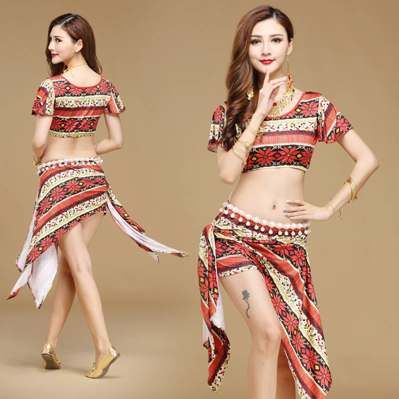 Женский костюм для танца живота из хлопка с квадратной юбкой модель st719 2017|belly dance