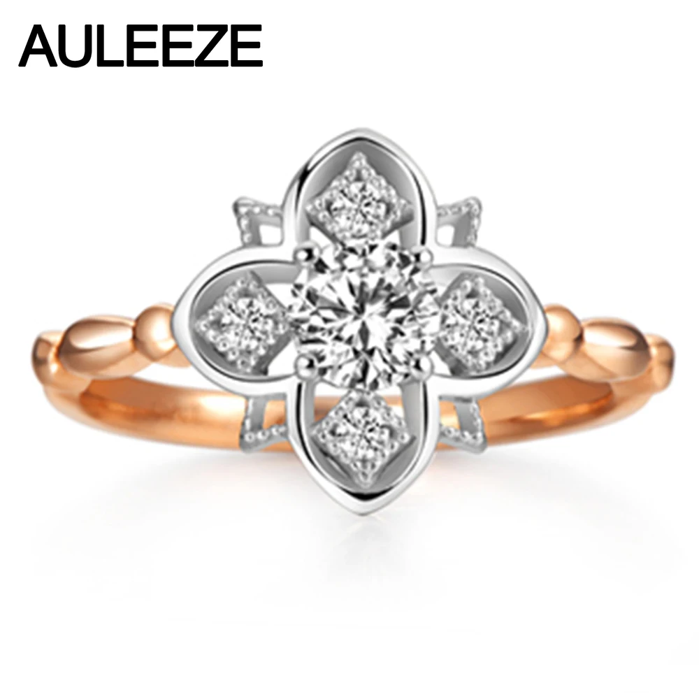 

Star Flower 0.3CT Round Cut Moissanite Ring Five Lab Grown Diamond 925 Sterling Silver Wedding Rings For Women Fine Jewelry