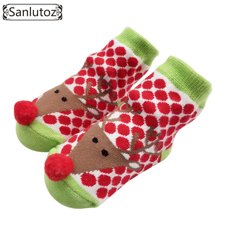 SOCKA023 Sanlutoz/носки для малышей Новогодний подарок для новорожденных, фатиновые кружевные носки с бантом и Санта-Клаусом, подарок на день рождения для маленьких мальчиков и девочек 0-12 месяцев - Цвет: SOCKA023