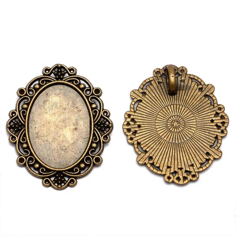 Antique Bronze REGELIN 10 шт./лот Ретро филигранная камео Кабошон Fit 18*25 мм База Установка Кулон Бронзовый старинный лоток DIY ювелирных изделий - Цвет: Antique Bronze