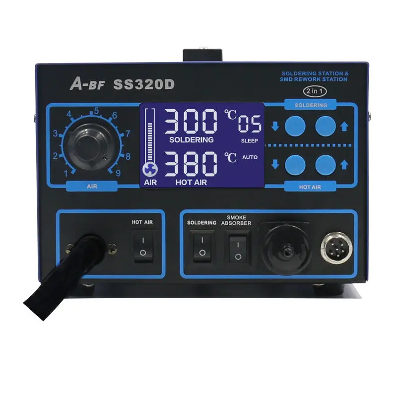 A-BF SS320D паяльная станция для паяльника, станция для распайки горячего воздуха, паяльная станция, поглотитель дыма