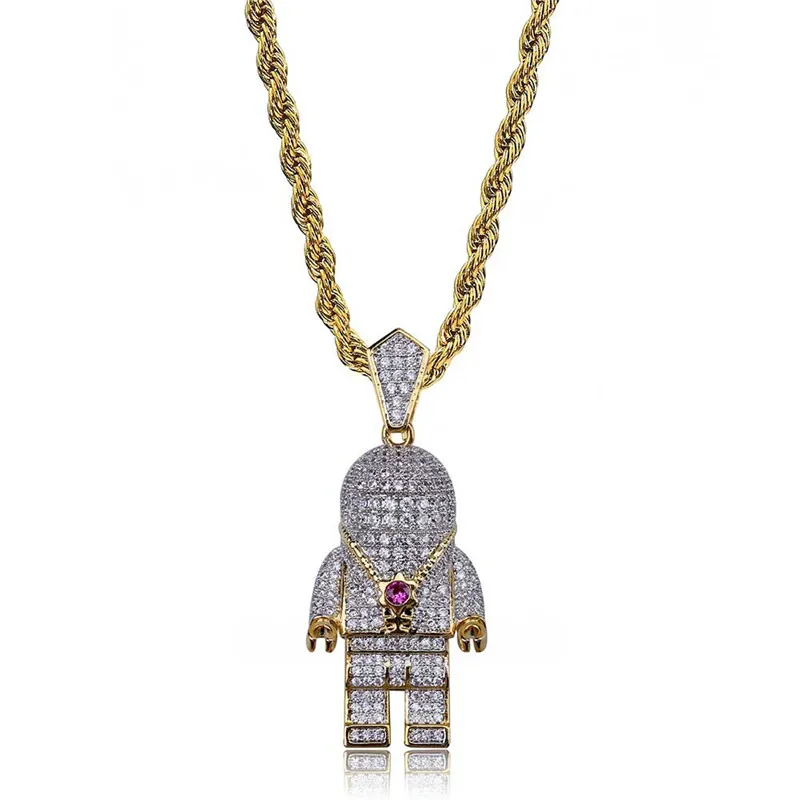 Хип-хоп ювелирные изделия цирконовый астронавт холодный мужской кулон ожерелье