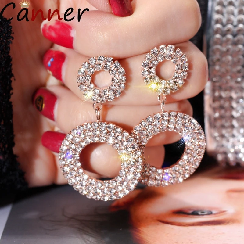CANNER Shining Circle висячие серьги ювелирные для женщин с золотыми стразами Кристальное