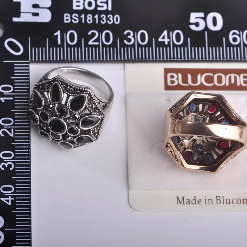 Женское Винтажное кольцо Blucome золотистое в турецком стиле с круглым или зеленым