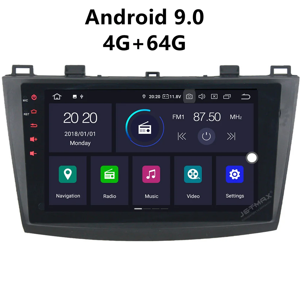 JSTMAX 9 ''Android 9.0 4G + 64G ISP экран автомобильный DVD Радио Стерео GPS плеер для Mazda 3 0 2010 2011