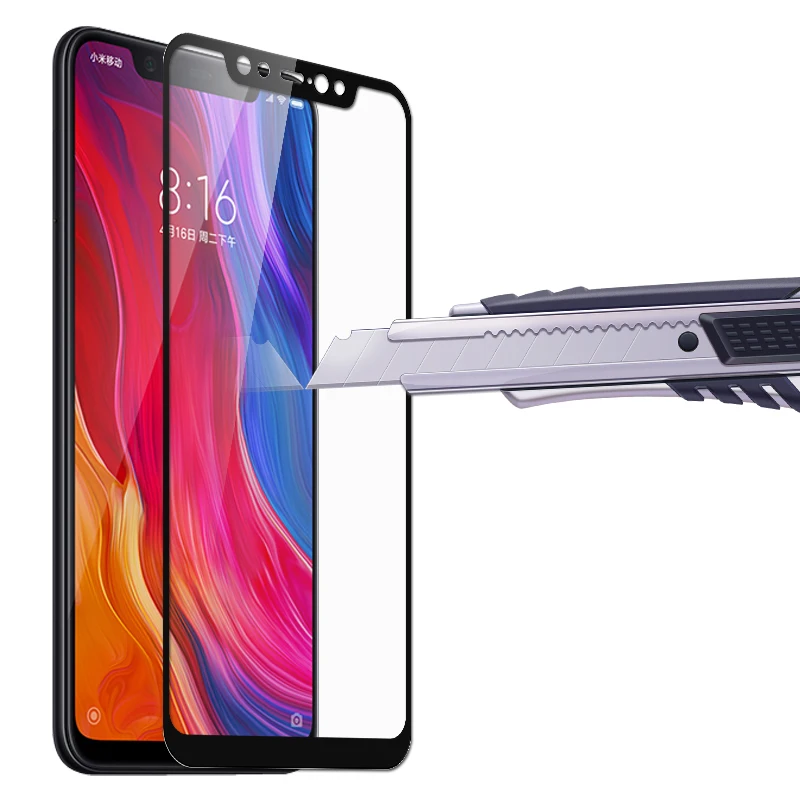 Защитная пленка для экрана xiaomi mi8 закаленное стекло 8 полное покрытие полный клей