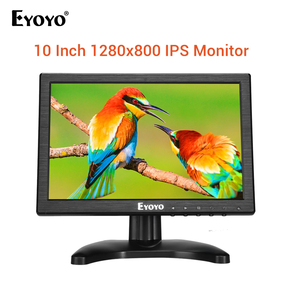 Eyoyo 10 дюймов IPS ЖК монитор 1280x800 с видеомонитор HDMI VGA BNC AV Вход для ПК CCTV двумя