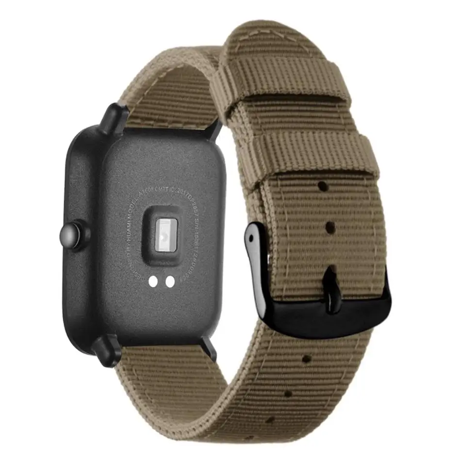 Khaki DKPLNT 20 мм петля нейлоновый сменный ремешок для Huami AMAZFIT BIP Watch Band Смарт-часы - Цвет: Khaki