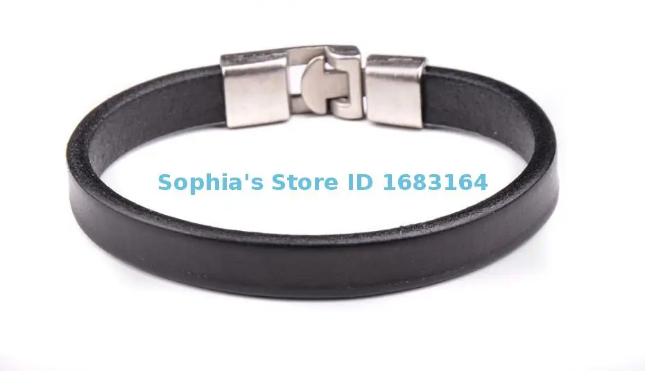 BL06 черный Новый мужской простой тонкий кожаный Браслет-манжета на запястье |