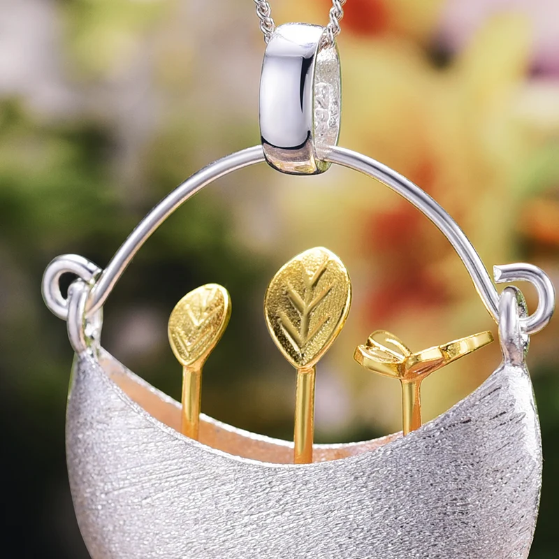 Lotus Fun Moment реальные 925 серебро ручной работы Модные украшения мой маленький сад Дизайн кулон без Цепочки и ожерелья для Для женщин