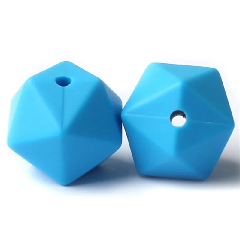 07 10 шт. 14 мм Icosahedron Силиконовые Бусины Пищевой класс Детские Прорезыватели для зубов BPA бесплатные Детские трофеи для цепочка для детской соски изготовление - Цвет: 07