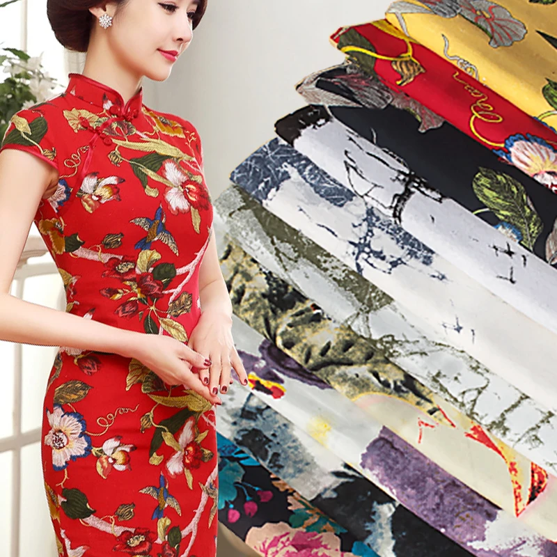 1 метр Цветочная льняная хлопковая ткань домашний текстиль для платья женская