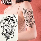 Женские тату-часы на руку, временные Черные эскизные розовые цепочки, художественные тату-наклейки, тату для большой шеи и ног, водонепроницаемый компас