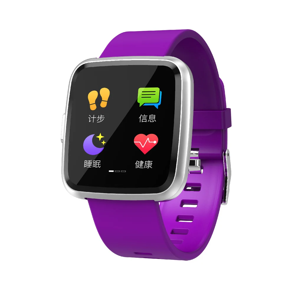 purple VESTMADRA Y7P умный браслет Android IOS пульсометр кровяное давление фитнес-трекер Водонепроницаемый цветной экран Смарт-браслет - Цвет: purple