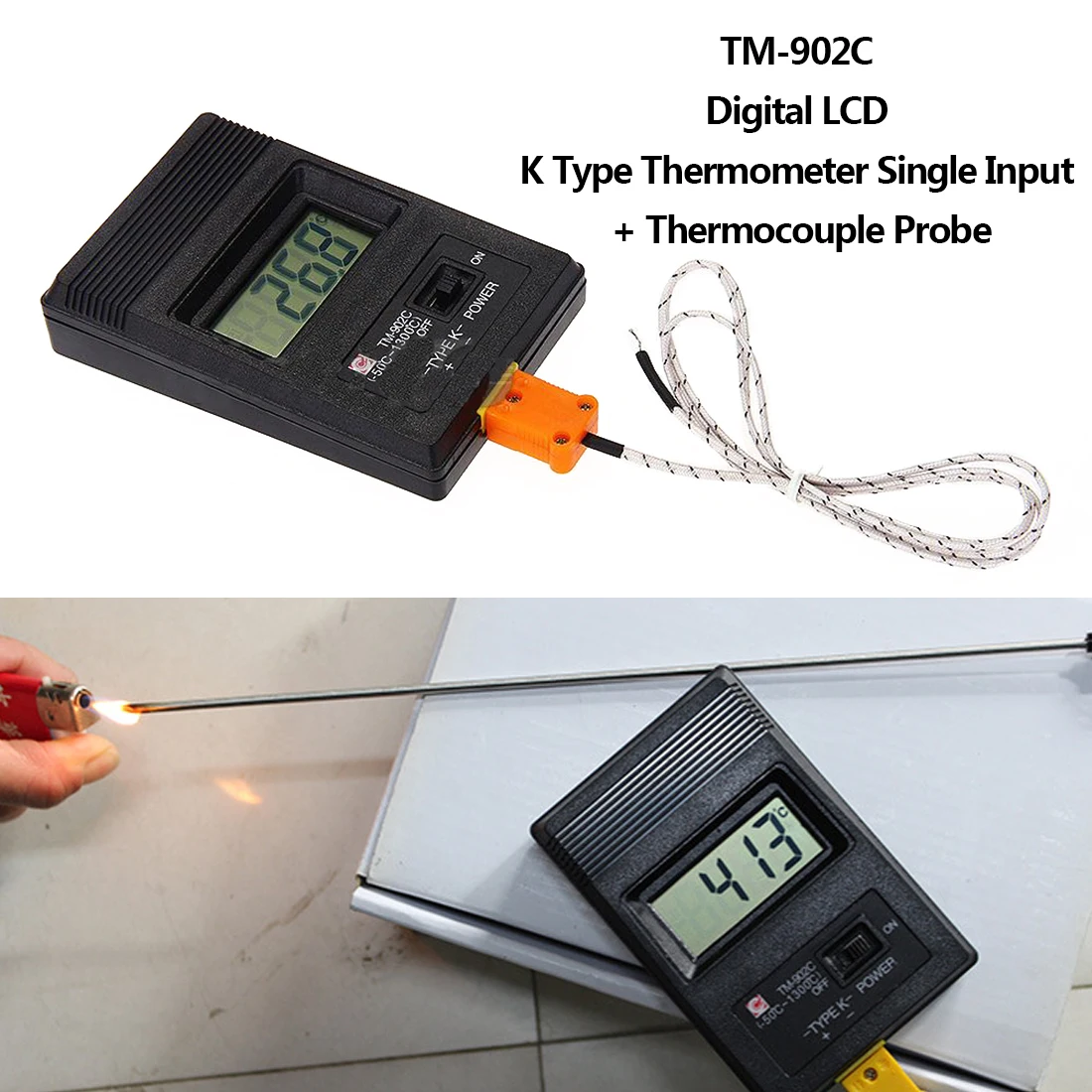 TM 902C ( 50C для 1300C) Температура метр TM902C с цифровым к Тип термометр Сенсор + регулятор