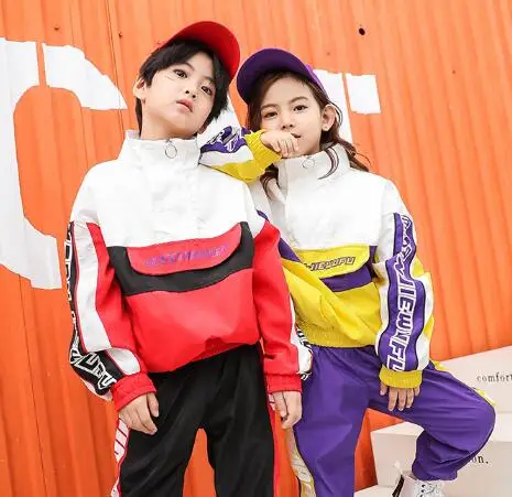 Boys Girls Street Dance Clothes Suit Autumn Children's Fashion Long Sleeve Performance Tracksuit Kids Hip-Hop Sportswear Outfits | Детская