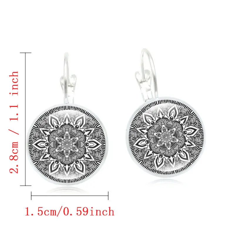 XUSHUI XJ серое стекло мандалы кабашон висячие серьги буддистский символ ом