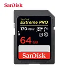 100% оригинальная карта памяти SanDisk Extreme PRO SDXC  до 170, 64 ГБ, 128 ГБ, 256 ГБ, Class10, U3, V30, 4K для камеры 32 ГБ, SDHC