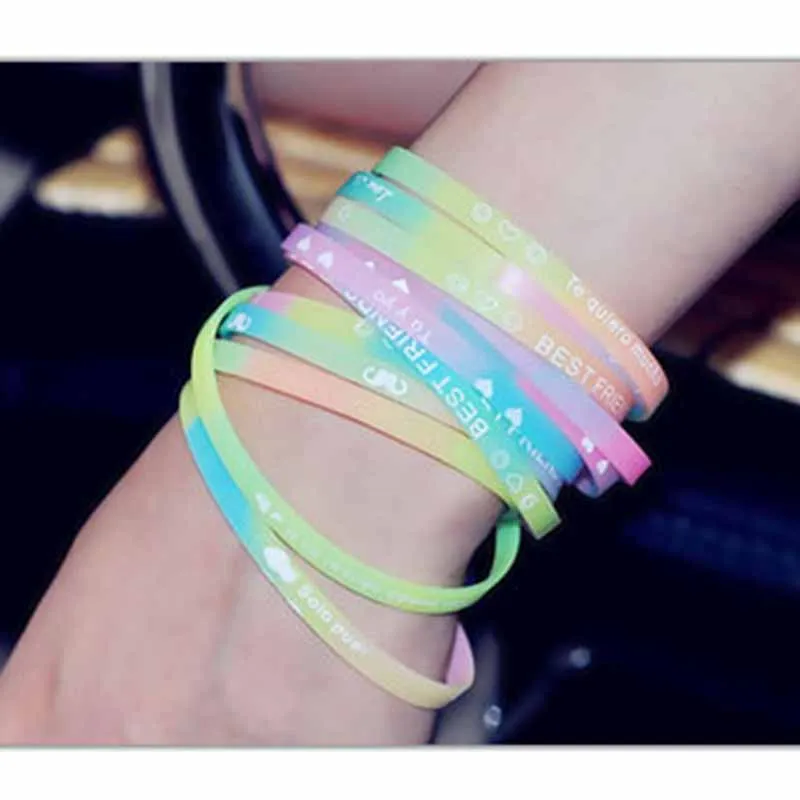 10 Pieces / English Alphabet Silicone Sports Bracelet Punk Hip Hop Luminous Ladies Fashion Lovers Jewelry Gift | Украшения и