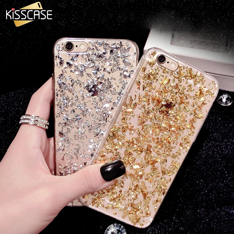 Kisscase украшение блеск Чехол для iPhone 7 6 S 8 плюс 5S SE X Мягкий силиконовый чехол Samsung